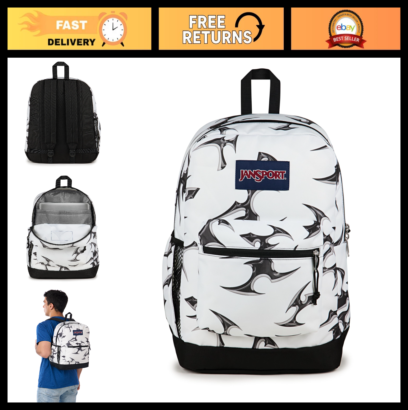 26L Cross Town Plus Backpack, Cyber Silver White, Durable, Stylish, Travel Ready0