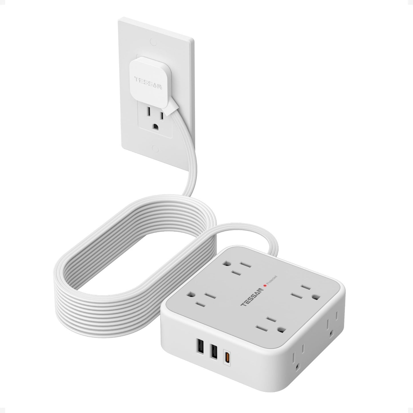 20 Ft Surge Protector Power Strip, 900J Surge Protection, 6 Outlets, Grey1