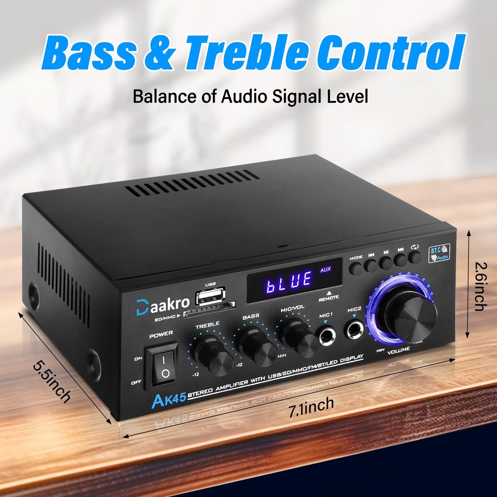 300W 2 Channel Bluetooth Stereo Audio Amplifier, Hi Fi Sound, Home Theater5