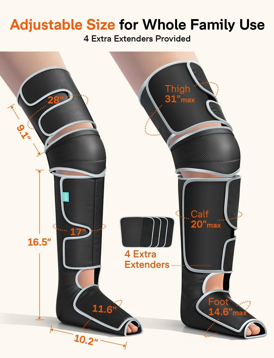 Leg Massager for Circulation & Pain Relief - Heat, Compression, 5 Modes, Gift Id3