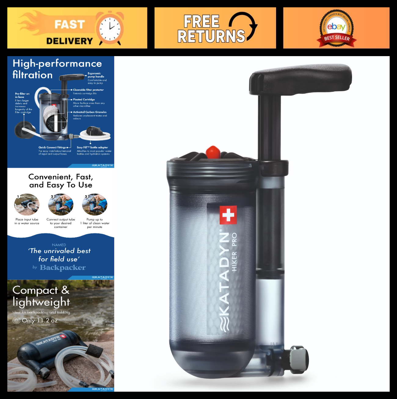 Lightweight Portable Water Filter for Camping, Backpacking & Emergency Use - Com0