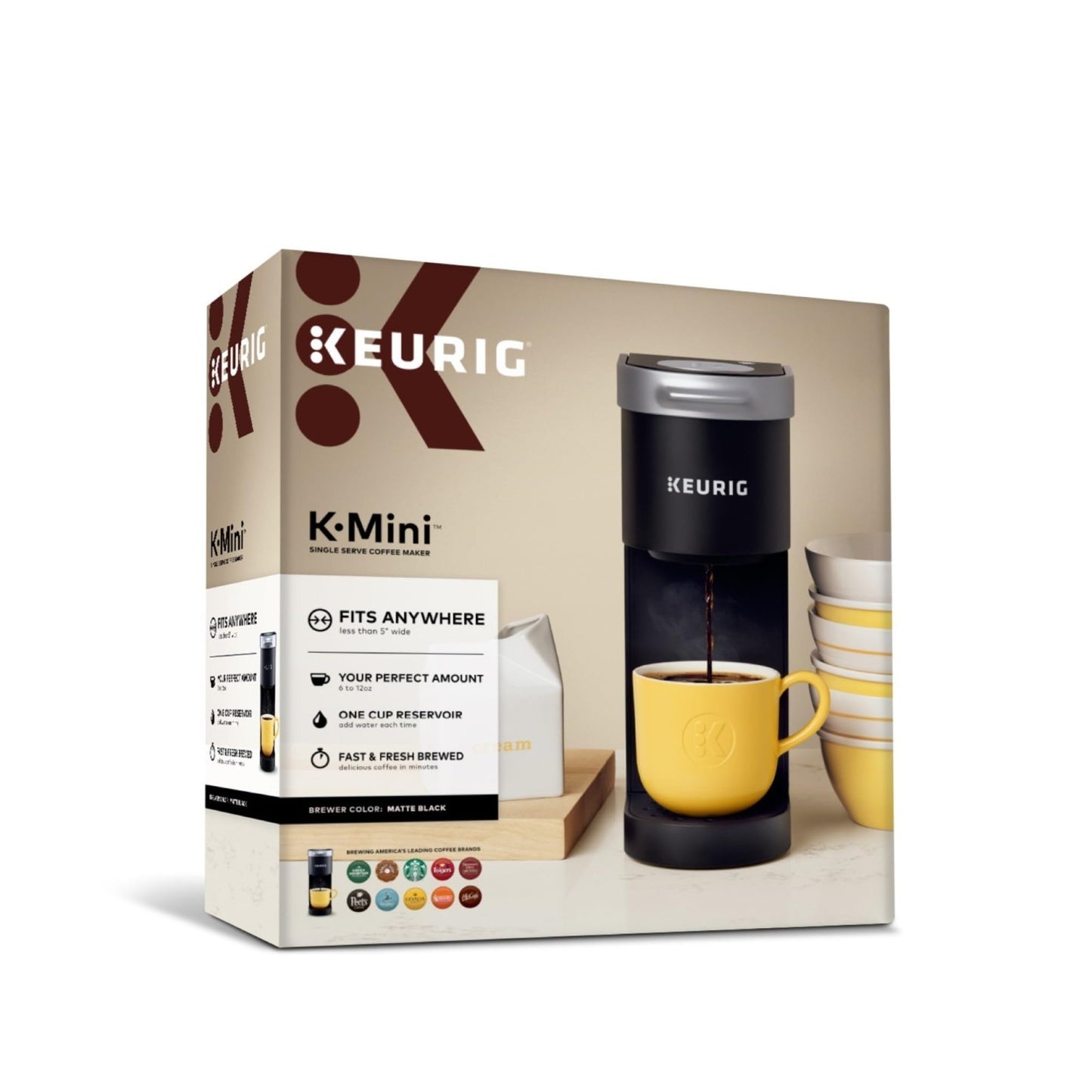 Compact Single Serve Coffee Maker, 6-12oz Brew Size, Cord Storage, Ideal for Sma11