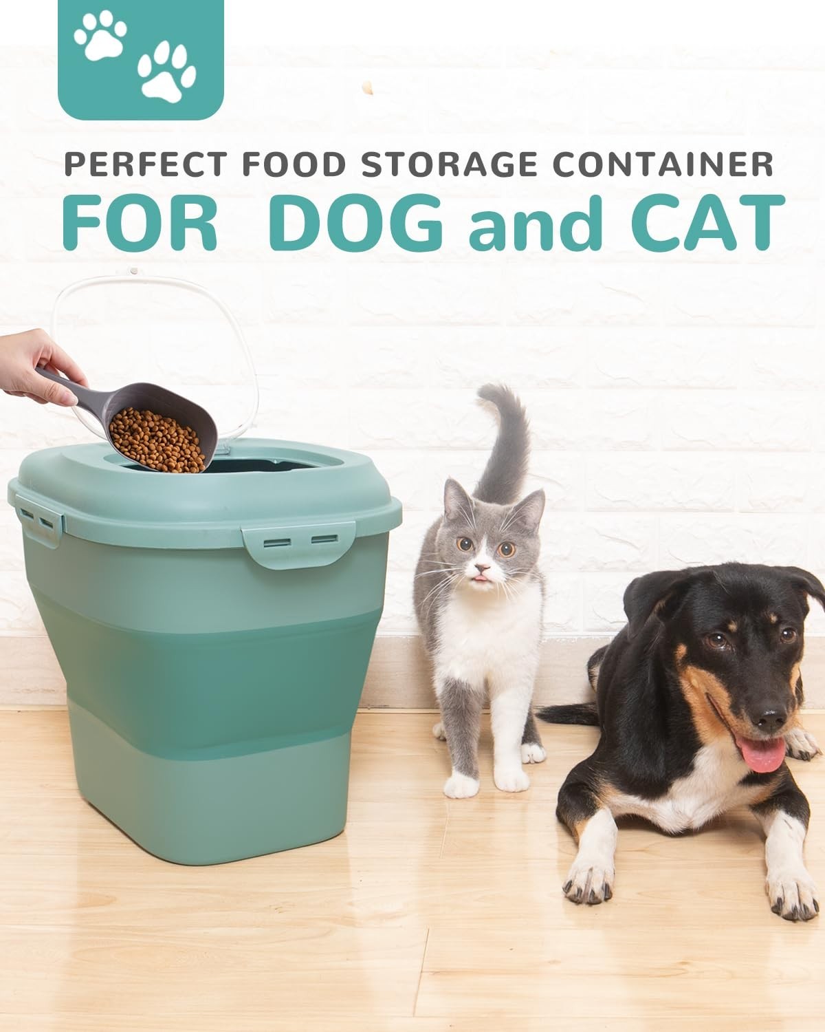 Airtight 30-35Lbs Dog Food Storage Container - Collapsible & Portable Pet Food B2