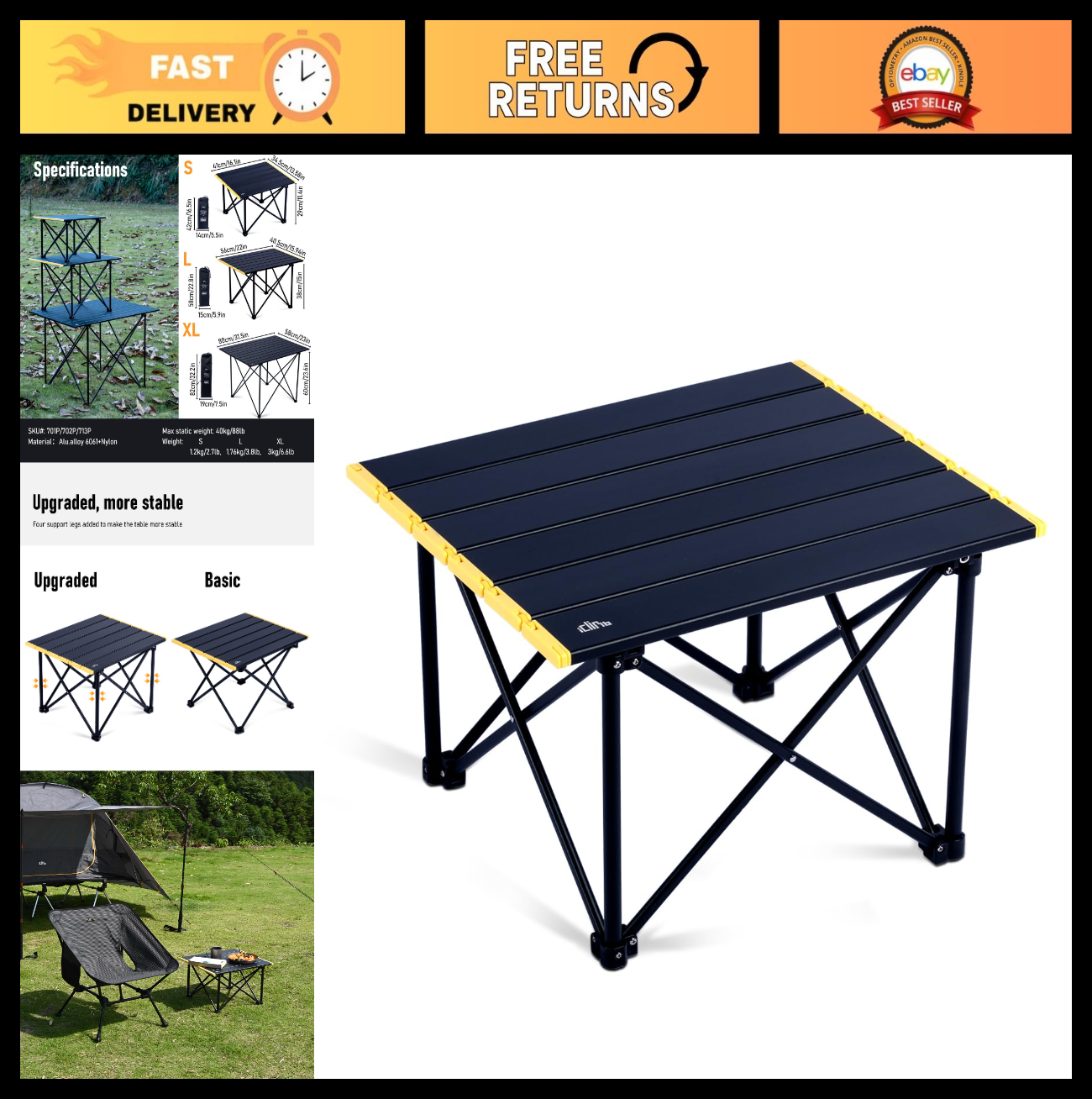 Ultralight Folding Camping Table with Carry Bag - Compact & Portable Outdoor Gea0