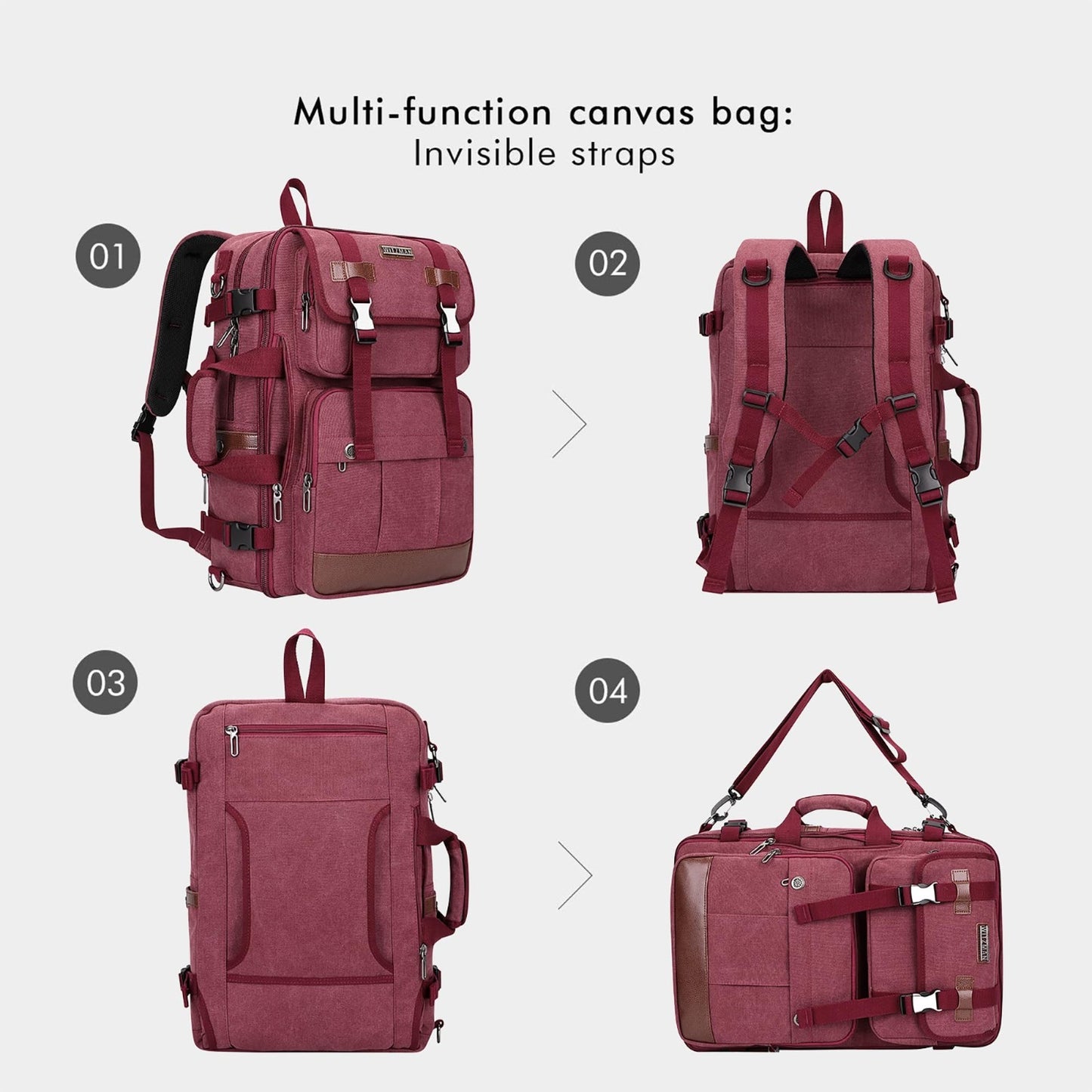 Large Canvas Travel Backpack for Women, 16 Inch Laptop Compatible, Stylish & Dur6