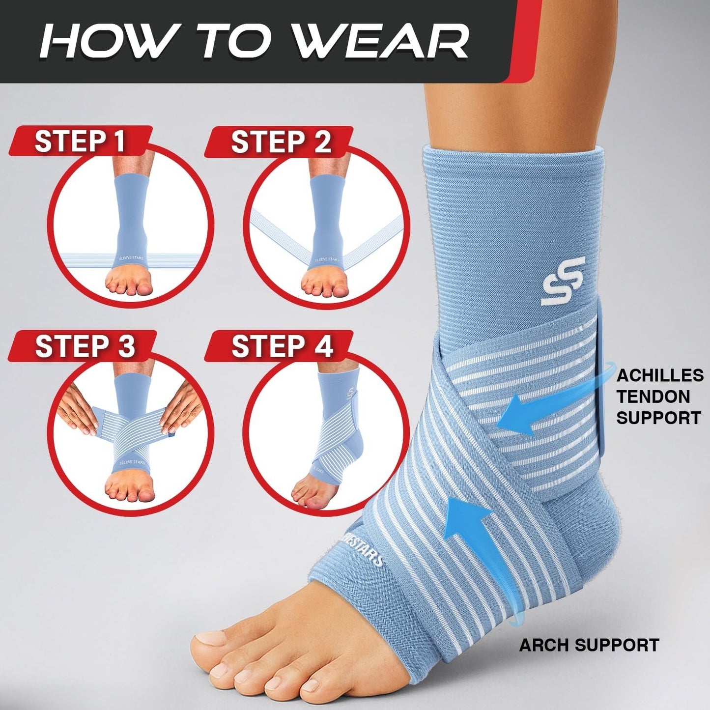 Ankle Brace Compression Sleeve for Sprains & Plantar Fasciitis Relief   Adjustab6