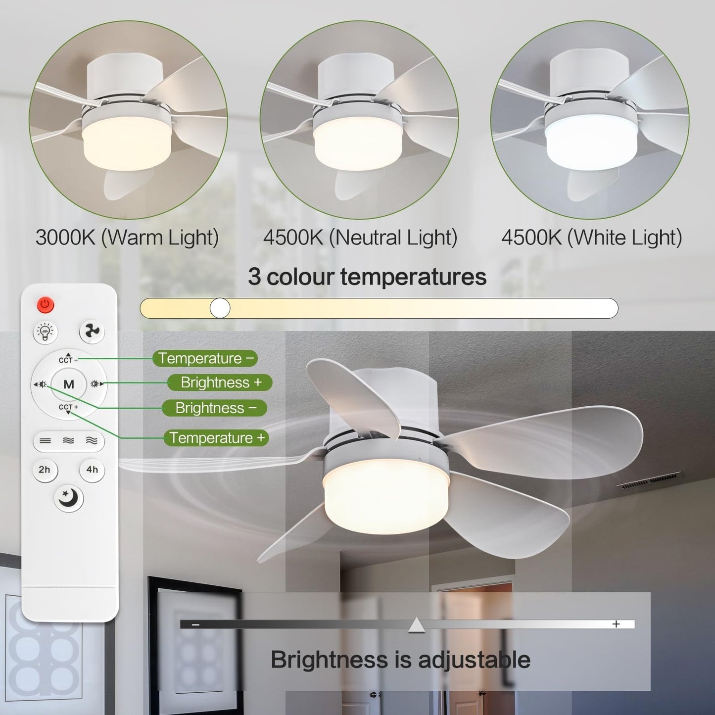 Portable Socket Fan Light with Remote, Dimmable Ceiling Fan for Bedroom, Kitchen2