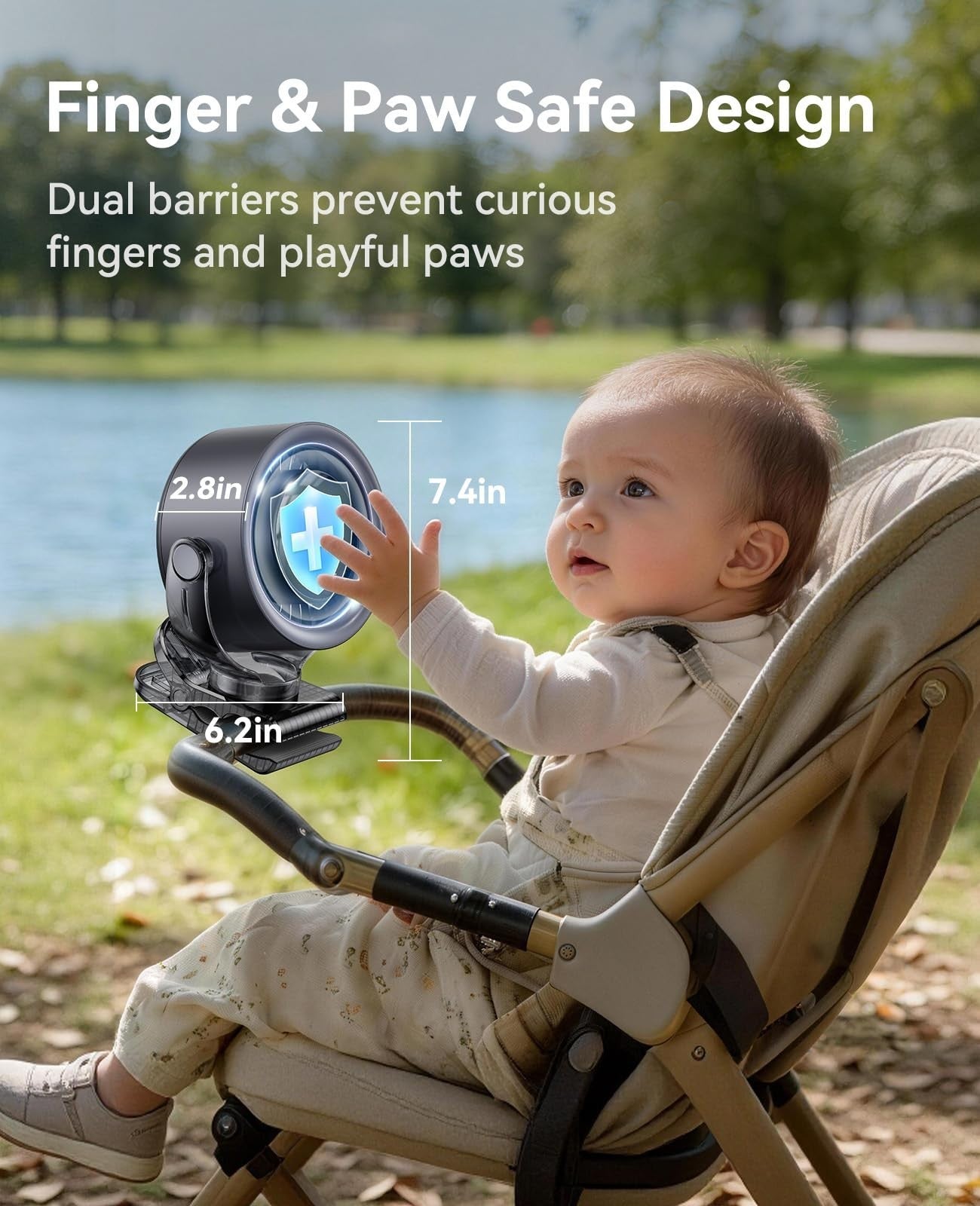 4000mAh Portable Clip On Fan, 100 Speed Touch Control, LED Display, 360° Rotate,6