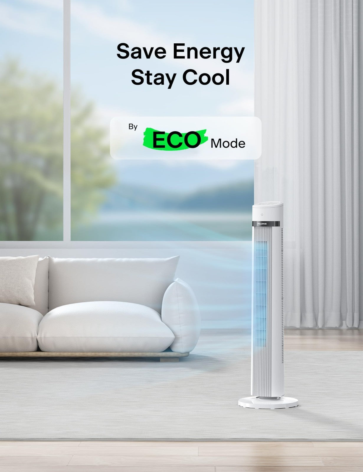 40" Oscillating Tower Fan with Remote   3 Speeds, 3 Modes, Quiet 27dB, Timer, LE8