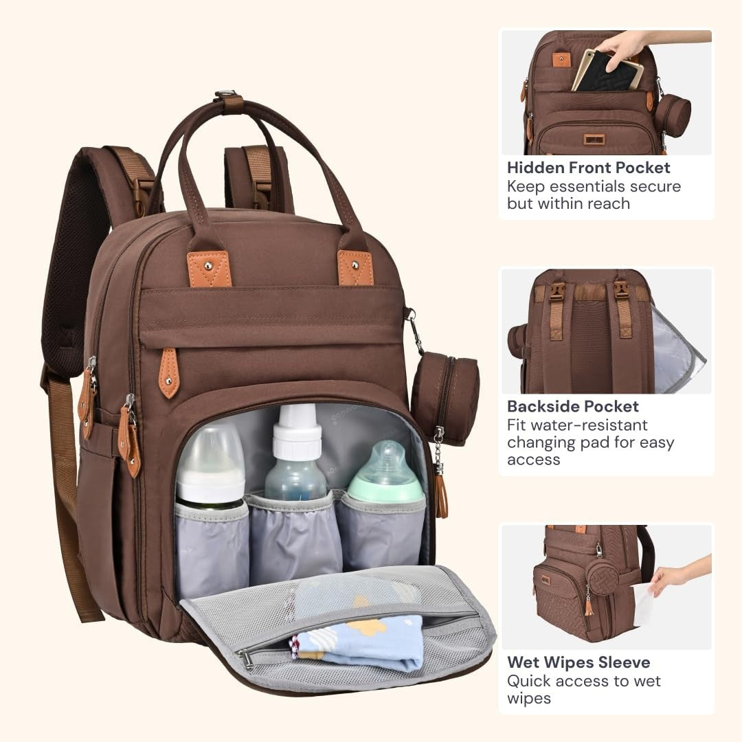 Multi Functional Water Resistant Diaper Bag Backpack   Baby Travel Tote, Changin5
