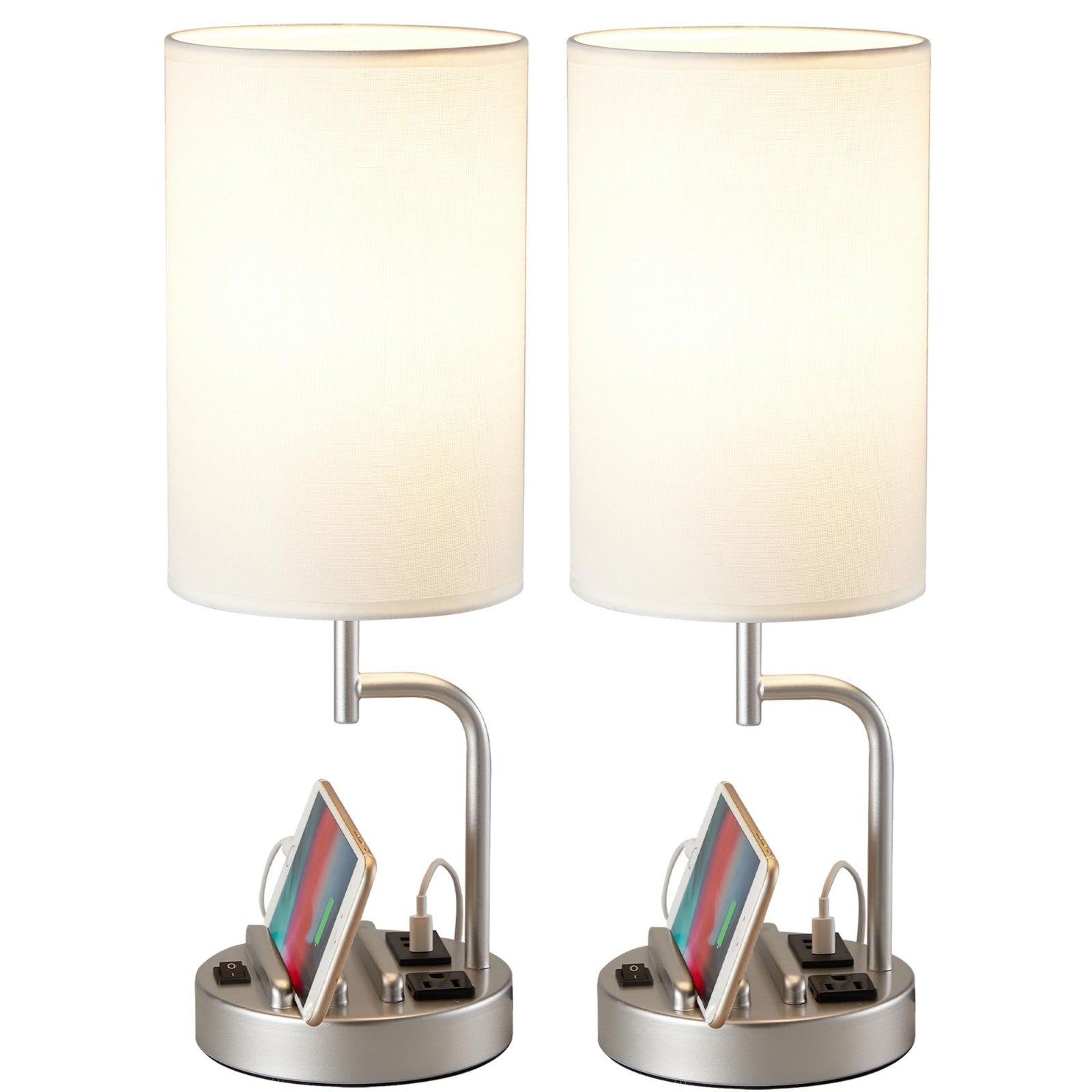 Modern Table Lamp with 3 USB Ports & AC Outlet, Desk Lamp for Bedroom & Office  1