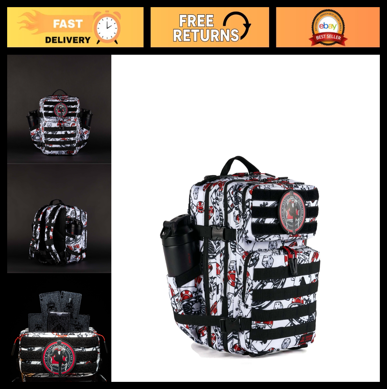 Durable 25L Waterproof Gym Backpack   1000D Oxford, MOLLE Webbing, Laptop Pocket0