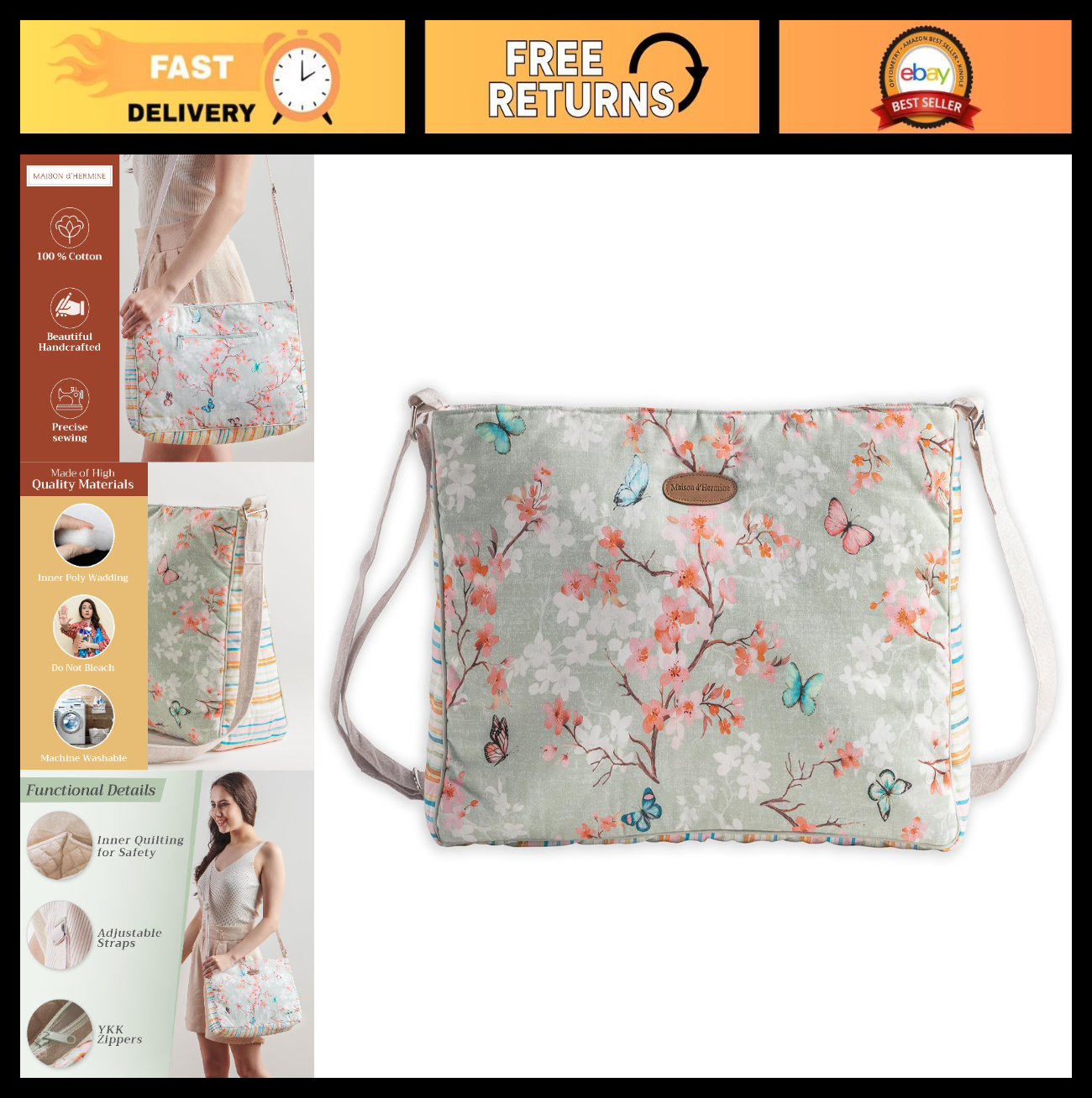 Stylish Cotton Shoulder Bag for Women   Versatile Handbag, Everyday Use, Fashion0