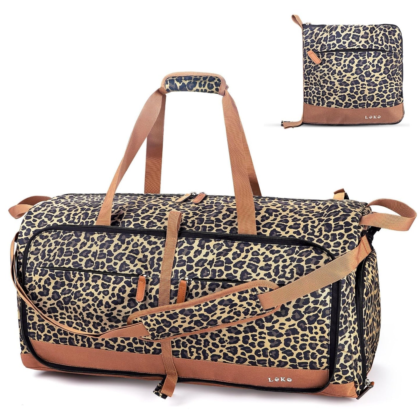 Large 80L Foldable Travel Duffel Bag for Women, Weekend Carry-On, Shoes Compartm1