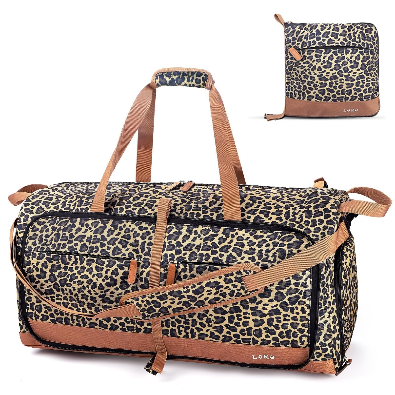 Large 80L Foldable Travel Duffel Bag for Women, Weekend Carry-On, Shoes Compartm1