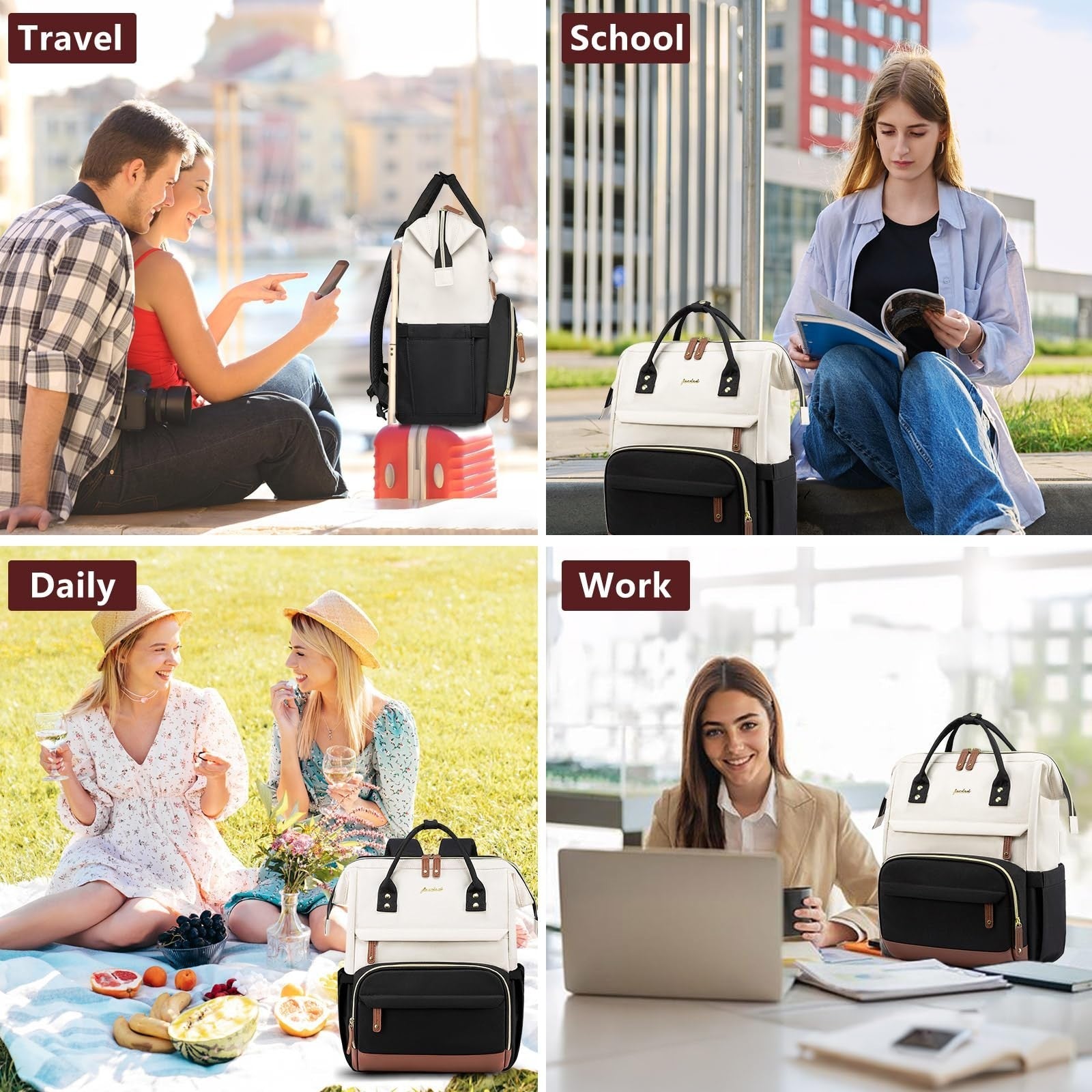 Stylish 17" Laptop Backpack for Women   Work, College, Travel, Casual Daypack, B5