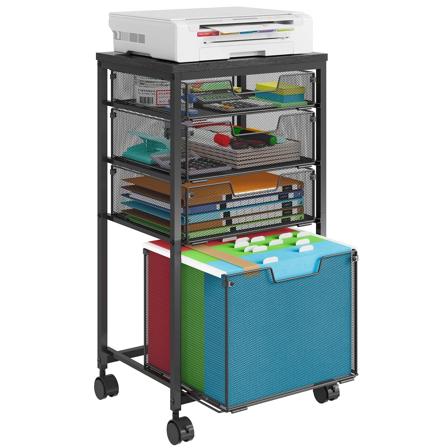 Mobile Rolling File Cart with 4 Drawers, Under Desk Organizer, Utility Filing Ca1
