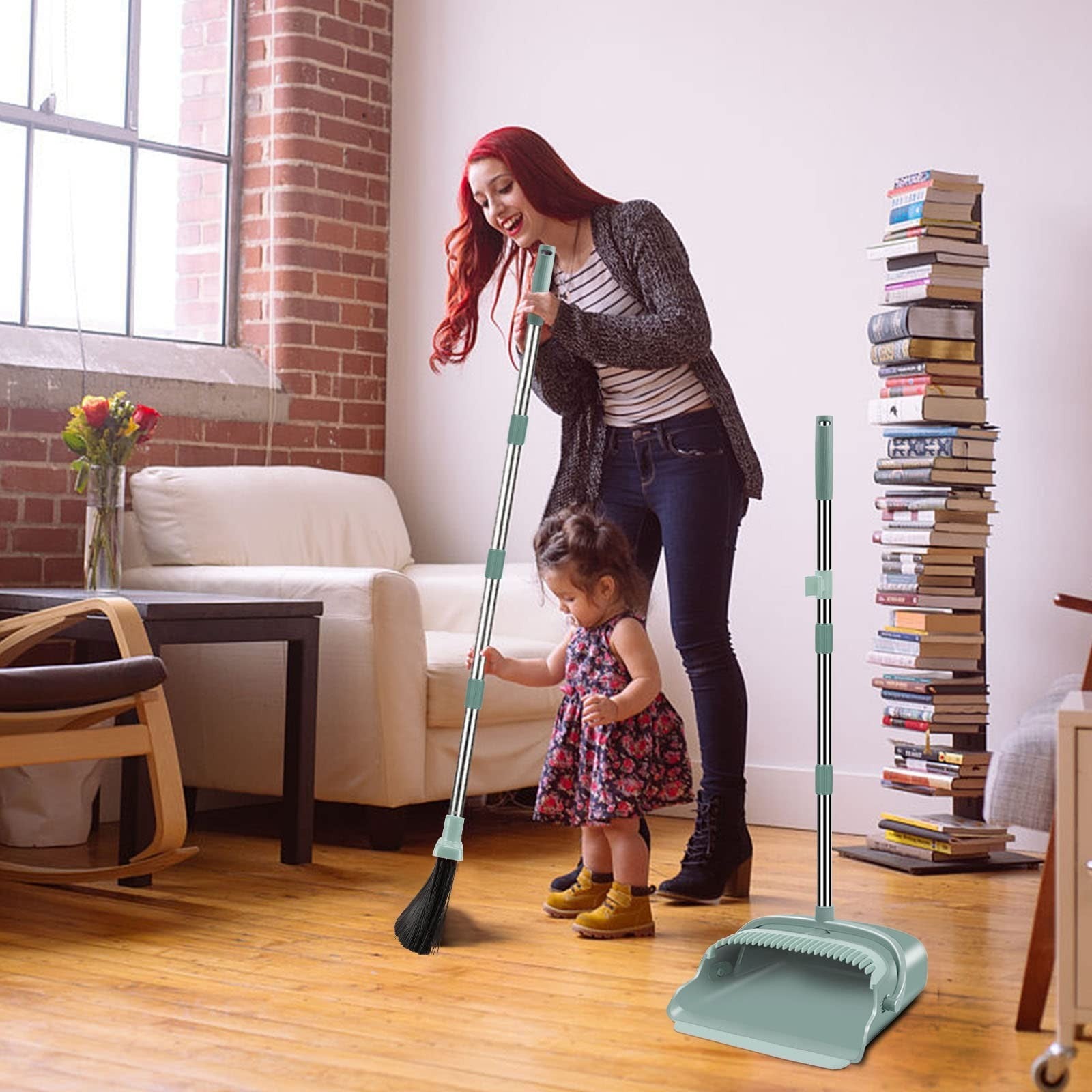 Large Broom and Dustpan Set with Long Handle - Ideal for Indoor/Outdoor Use6
