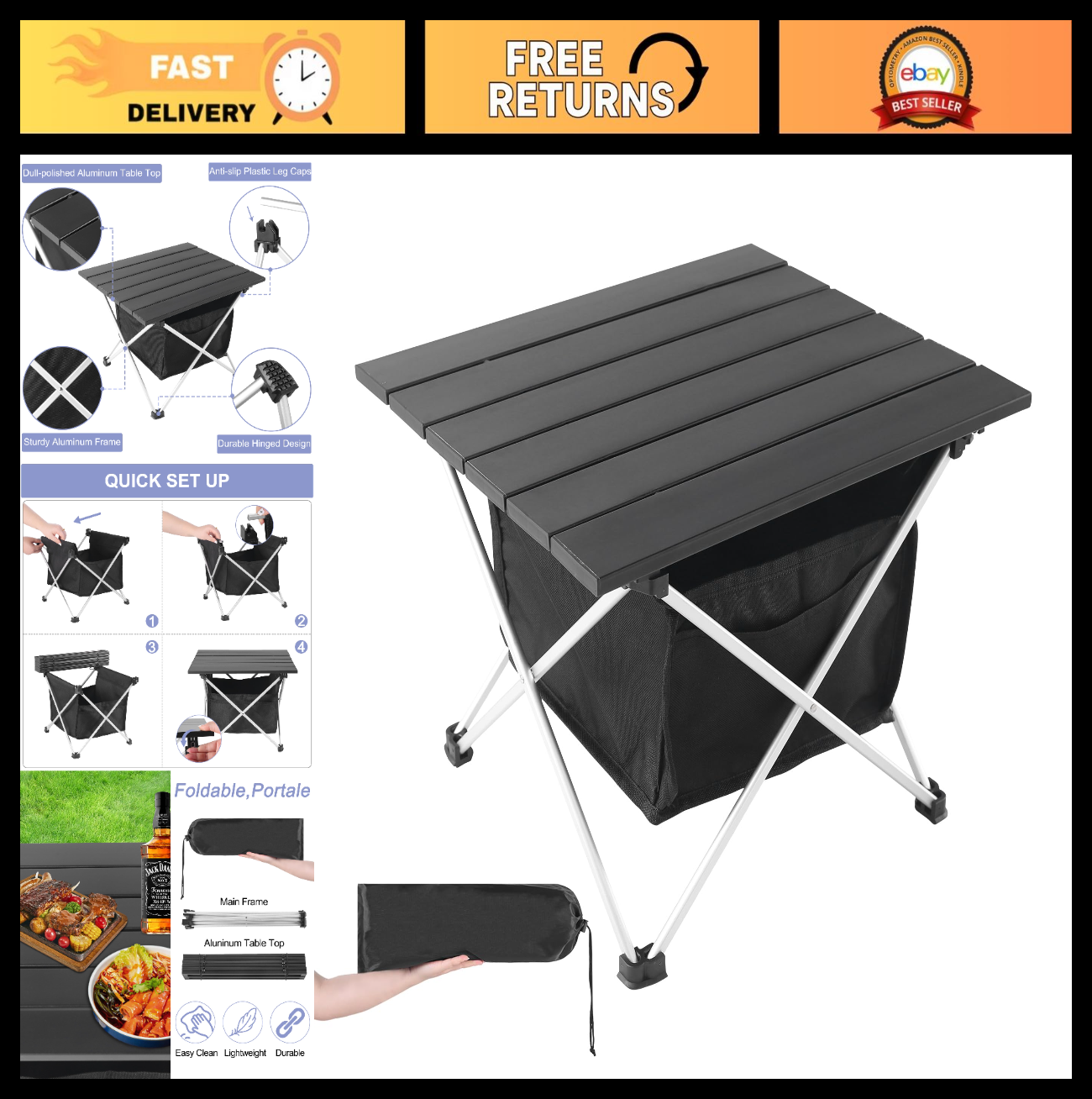 **Optimized eBay Title:**  Ultralight Portable Camping Table with Storage Bag -0