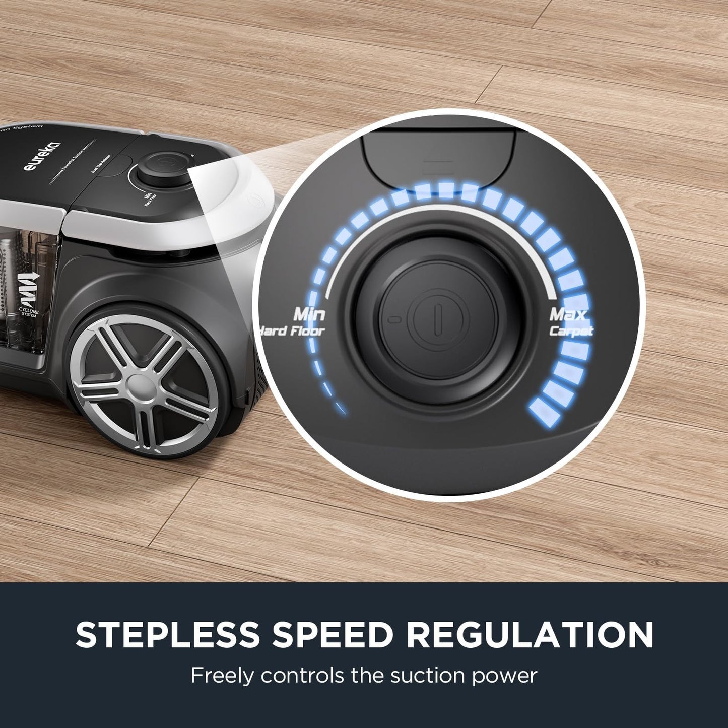 Lightweight Bagless Canister Vacuum Cleaner for Hardwood & Carpet, HEPA, Auto Co3