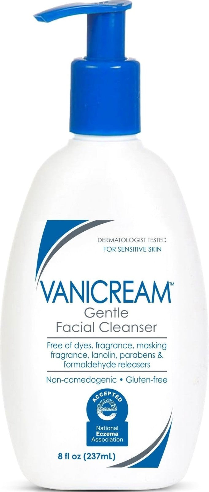 Gentle Facial Cleanser with Pump, 8 Fl Oz - Sensitive Skin, Makeup Remover, Non-1