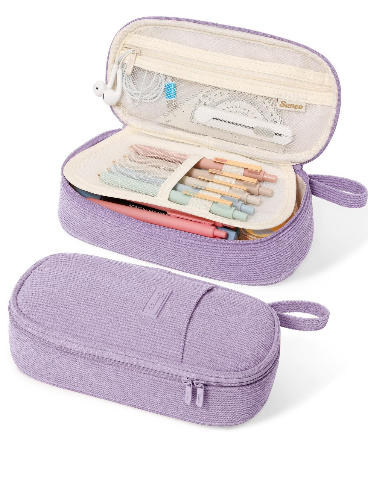 Cute Large Pencil Case   Soft Corduroy Zipper Pouch, Kawaii Pen Bag, School Supp1