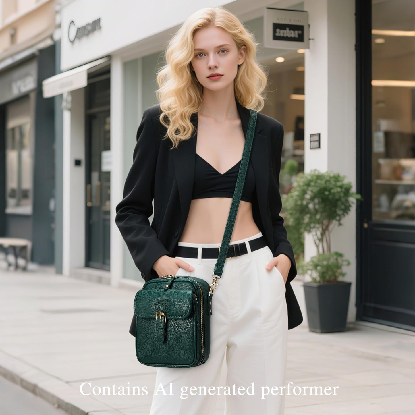 Vegan Leather Crossbody Bag for Women - Vintage Anti-Theft Messenger Purse with2