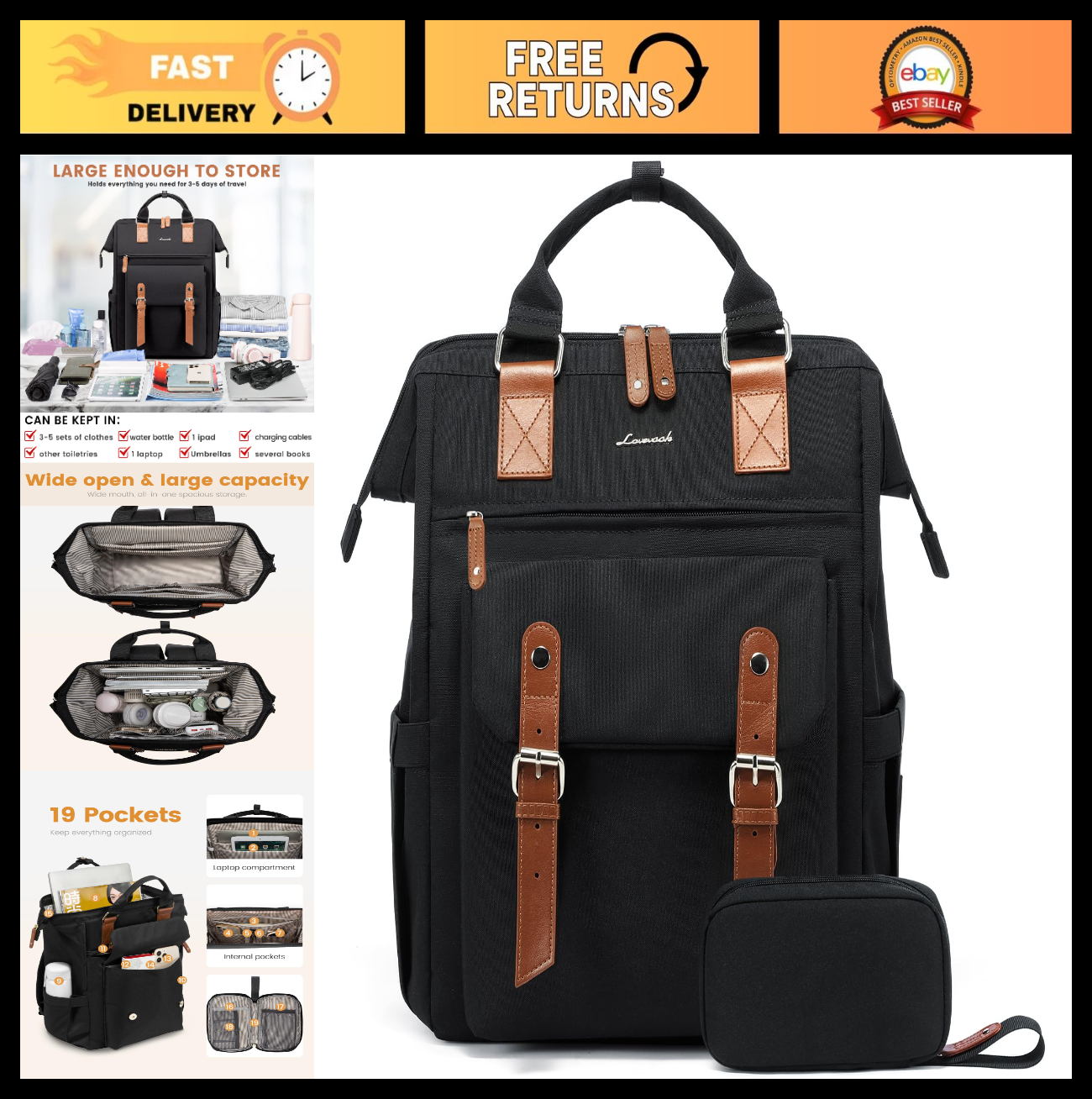 Extra Large Travel Laptop Backpack for Women   18" Work Commuter Bag with Luggag0