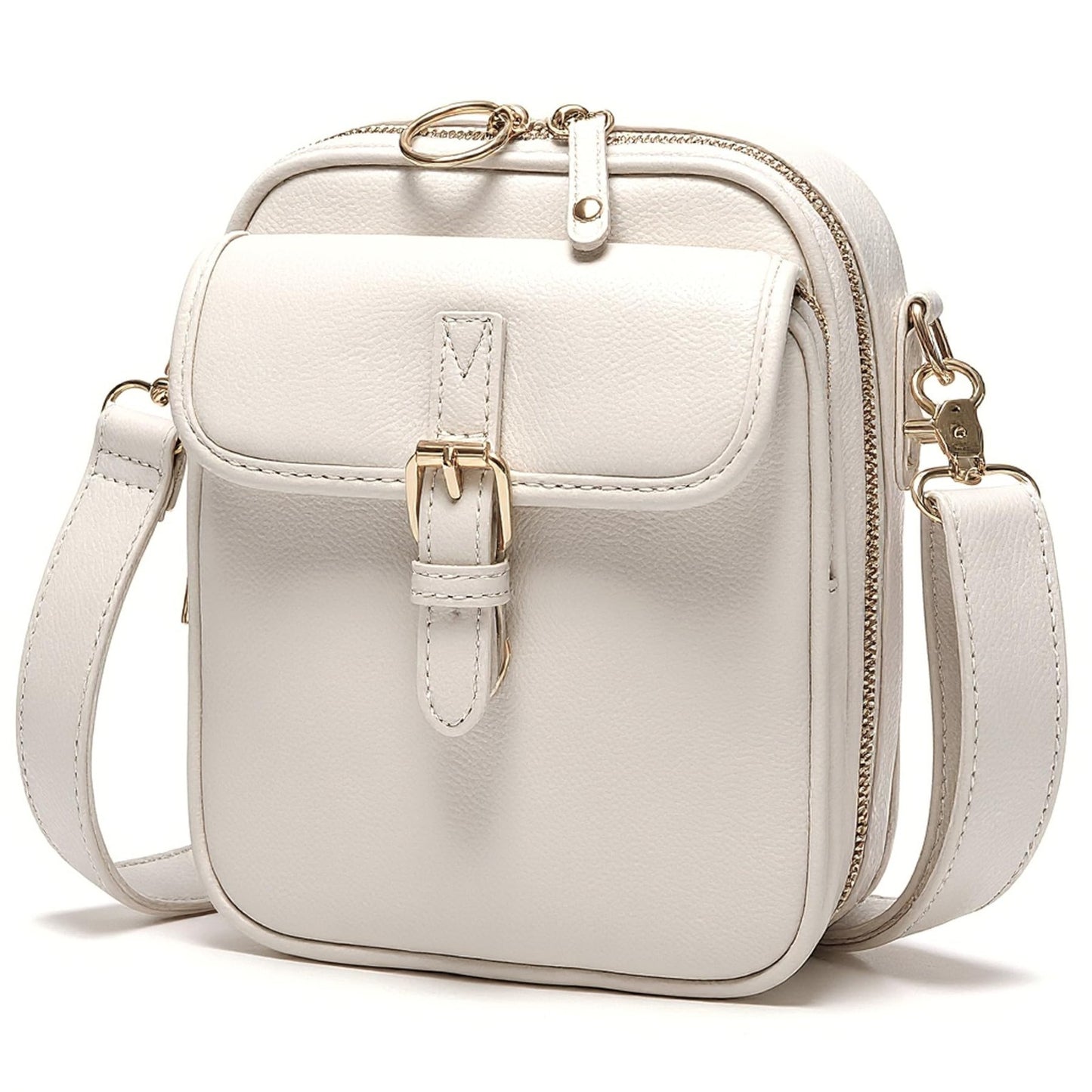 Vegan Leather Crossbody Bag for Women - Vintage Anti-Theft Messenger Purse with1