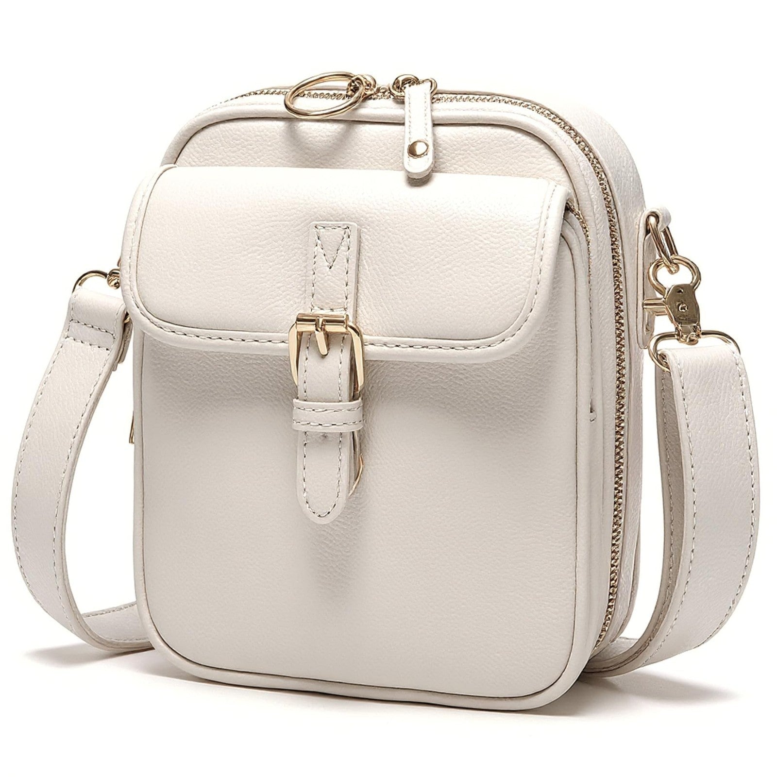 Vegan Leather Crossbody Bag for Women - Vintage Anti-Theft Messenger Purse with1