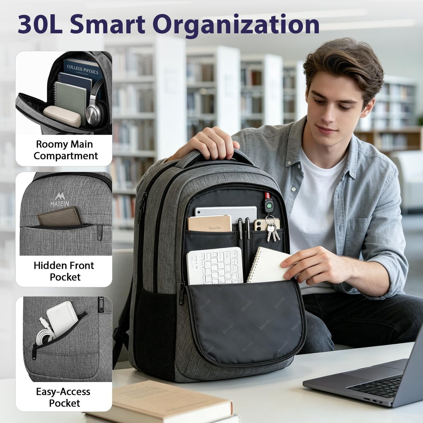 17" TSA Approved Travel Laptop Backpack, Carry On Work Bag, Durable & Stylish5