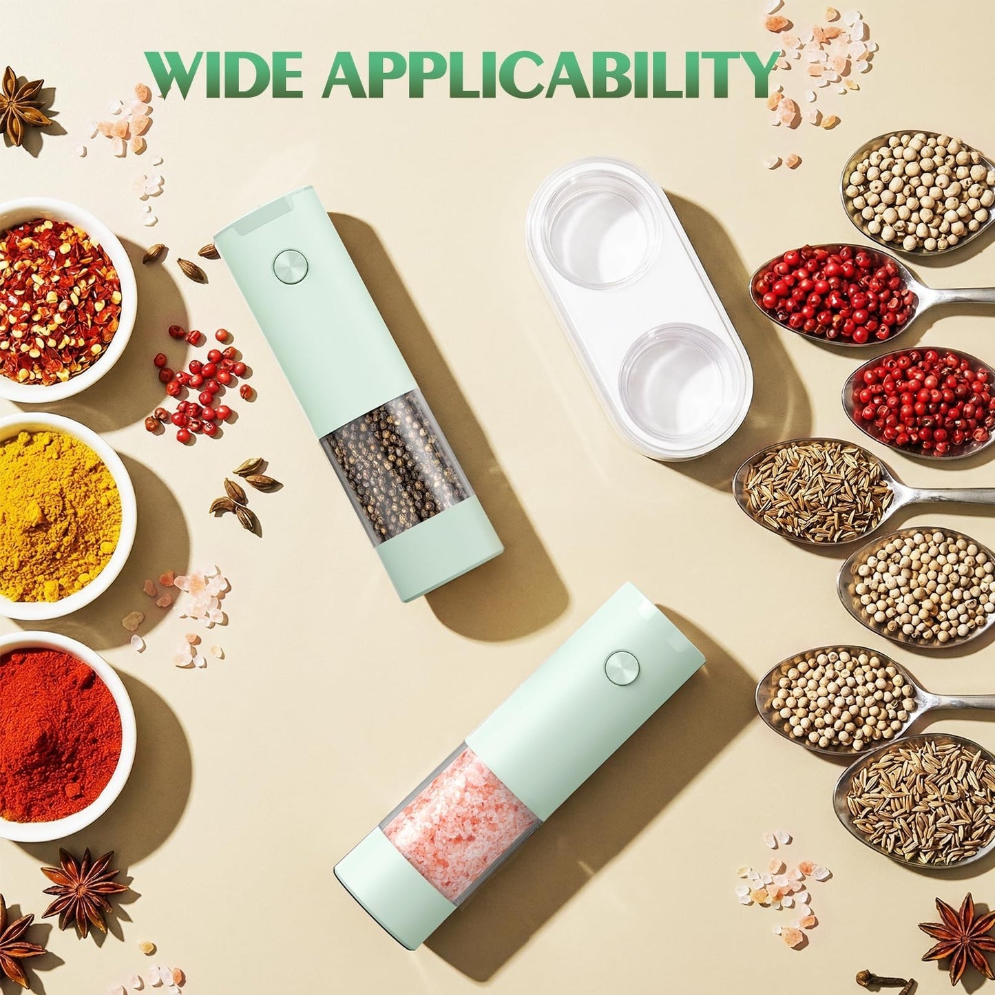 Automatic Electric Salt & Pepper Grinder Set   Adjustable Coarseness, LED, Large2
