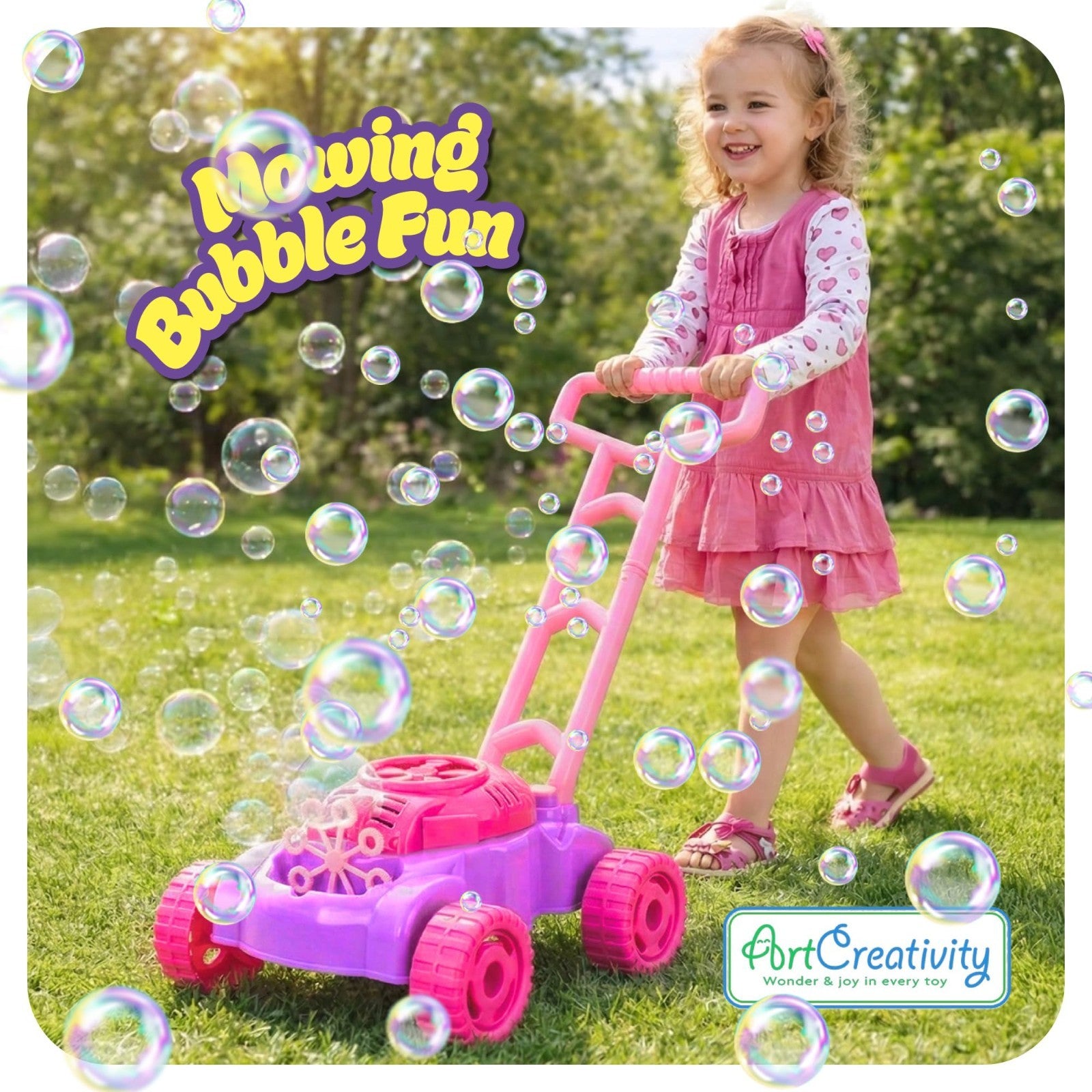 Bubble Lawn Mower for Toddlers 1-3 | Outdoor Bubble Machine & Gardening Toy for2