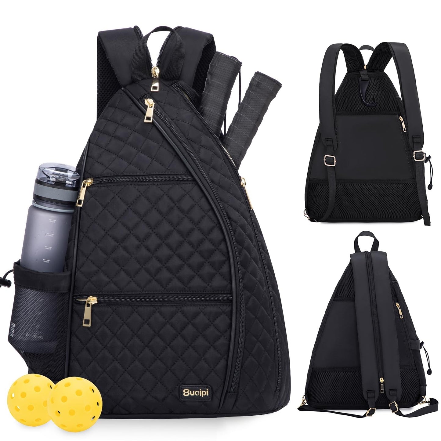 Quilted Pickleball Backpack Sling Bag for Women - Tennis & Paddle Carrier1