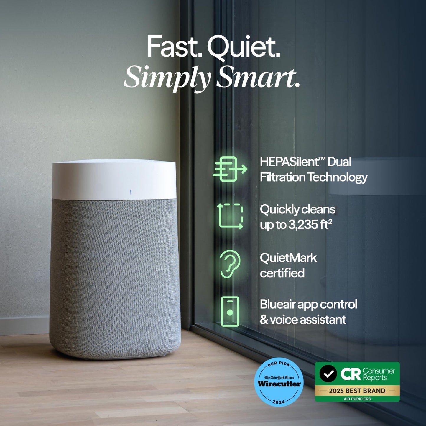 Smart Air Purifier for Large Rooms up to 3,235 Sq Ft, HEPASilent, WiFi, Quiet, P2