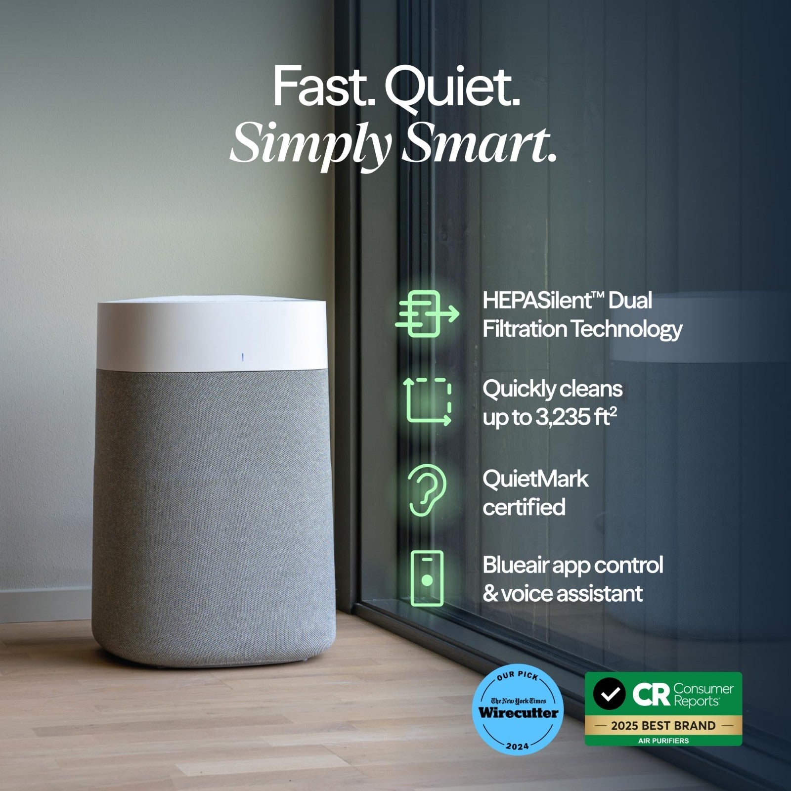 Smart Air Purifier for Large Rooms up to 3,235 Sq Ft, HEPASilent, WiFi, Quiet, P2