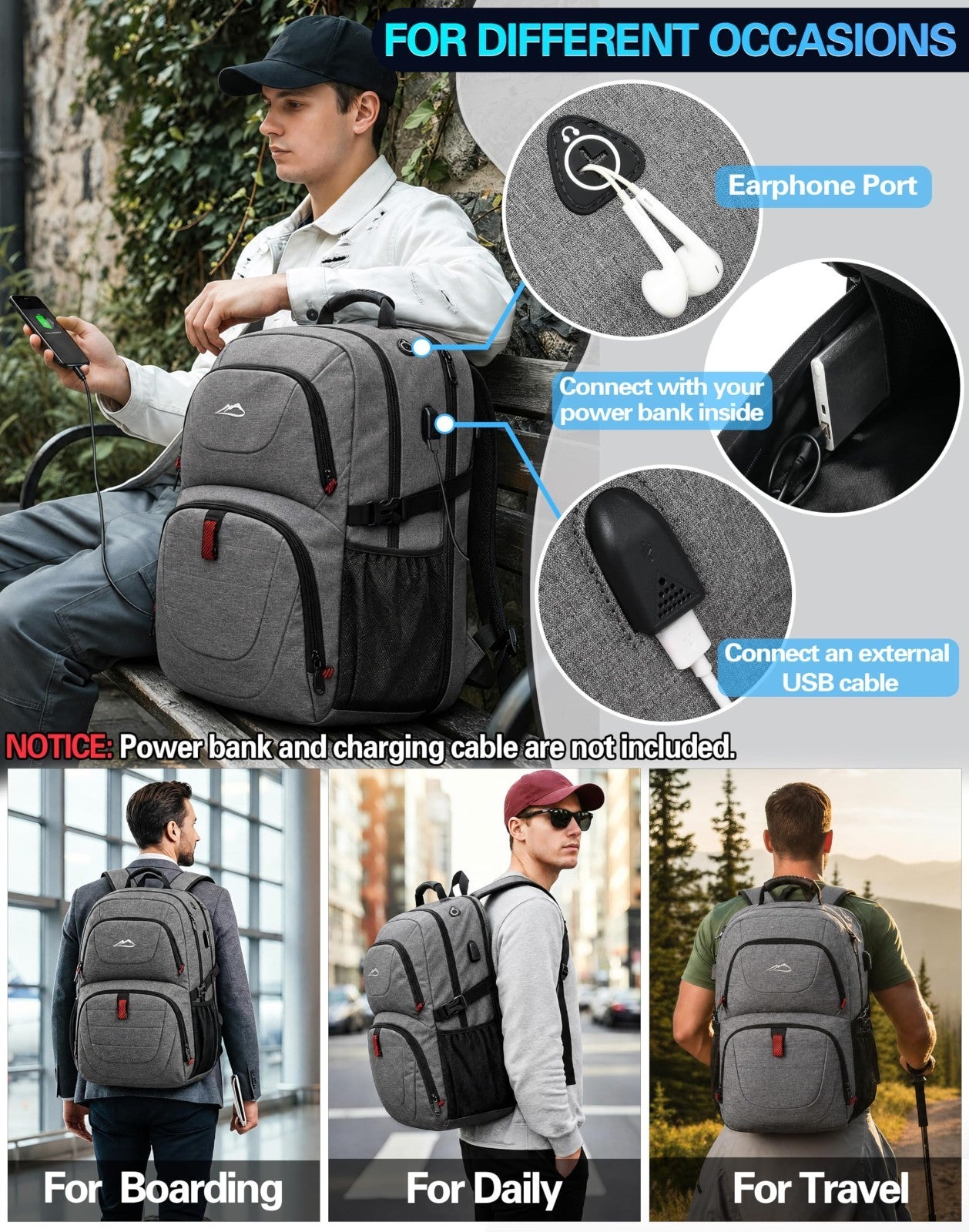 Extra Large Anti Theft Laptop Backpack, TSA Approved, USB Charging, Fits 17"   G5