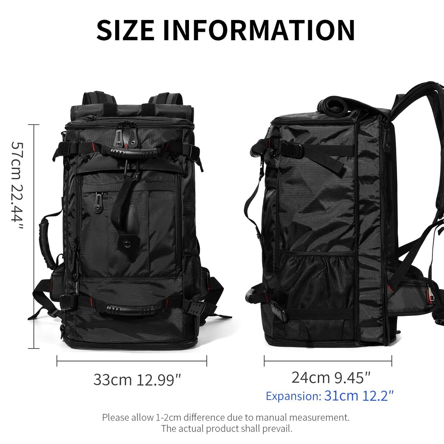 Large Capacity Travel Hiking Sports Backpack Duffle Bag 60L Convertible Laptop B5