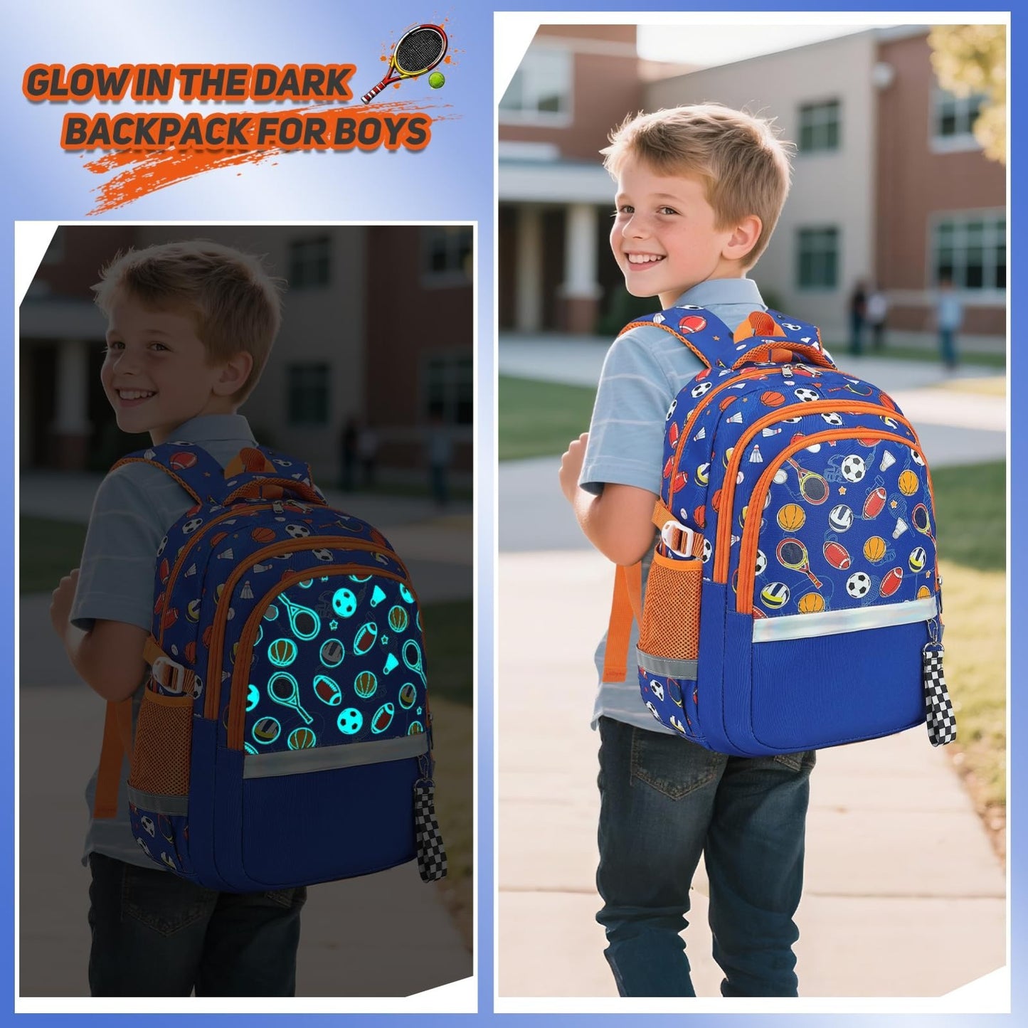 Luminous Boys Backpack Set   3PCS with Lunch Box & Pencil Case, School Gear7