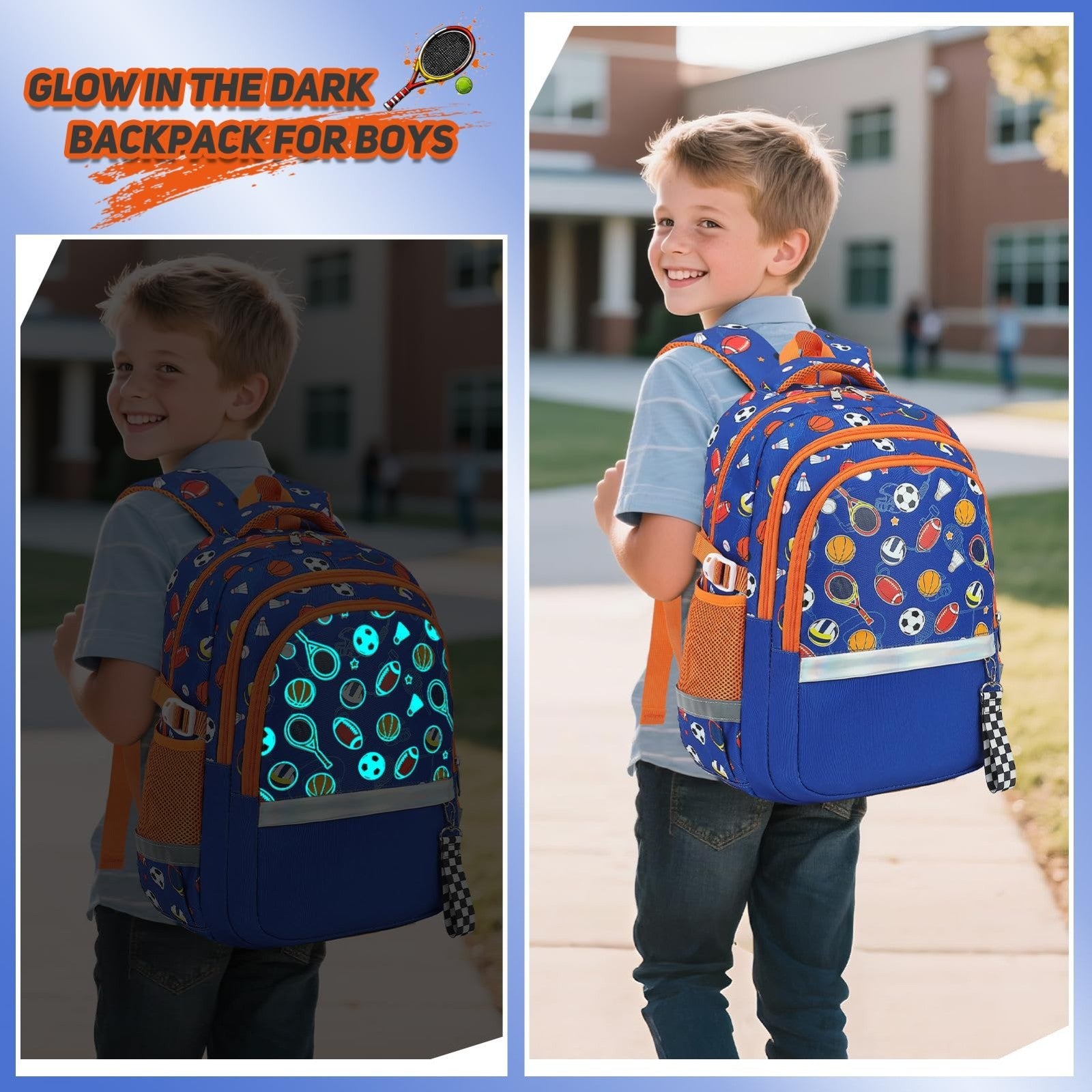 Luminous Boys Backpack Set   3PCS with Lunch Box & Pencil Case, School Gear7