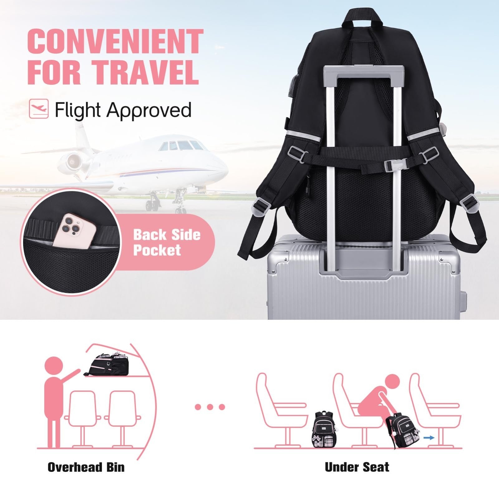 Cute Bow Backpack for Girls   School Bag with Lunch Bag & Pen Case, Stylish & Fu6