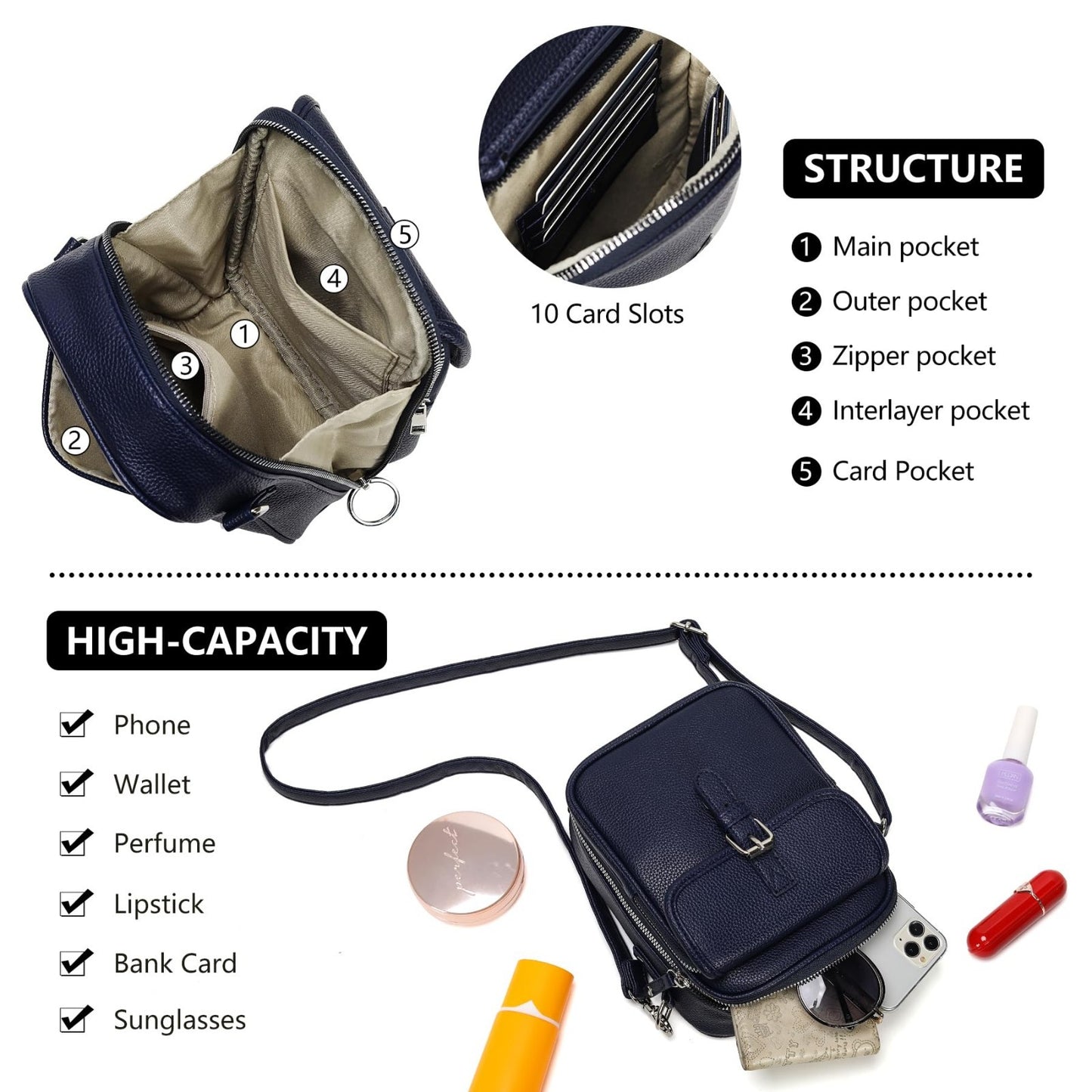 Stylish Vegan Leather Crossbody Bag for Women - Vintage Anti-Theft Messenger Pur4