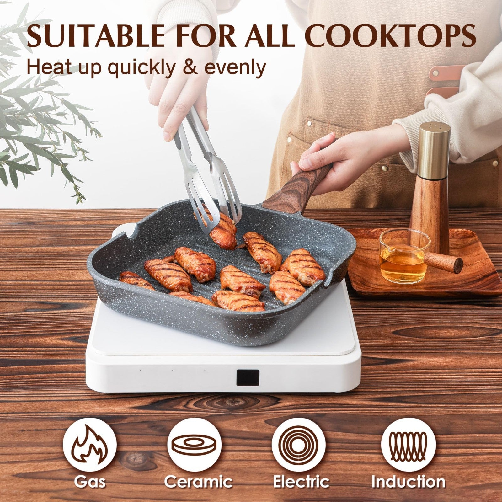 12-Inch Nonstick Grill Pan - Versatile Indoor/Outdoor Griddle with Pour Spouts5