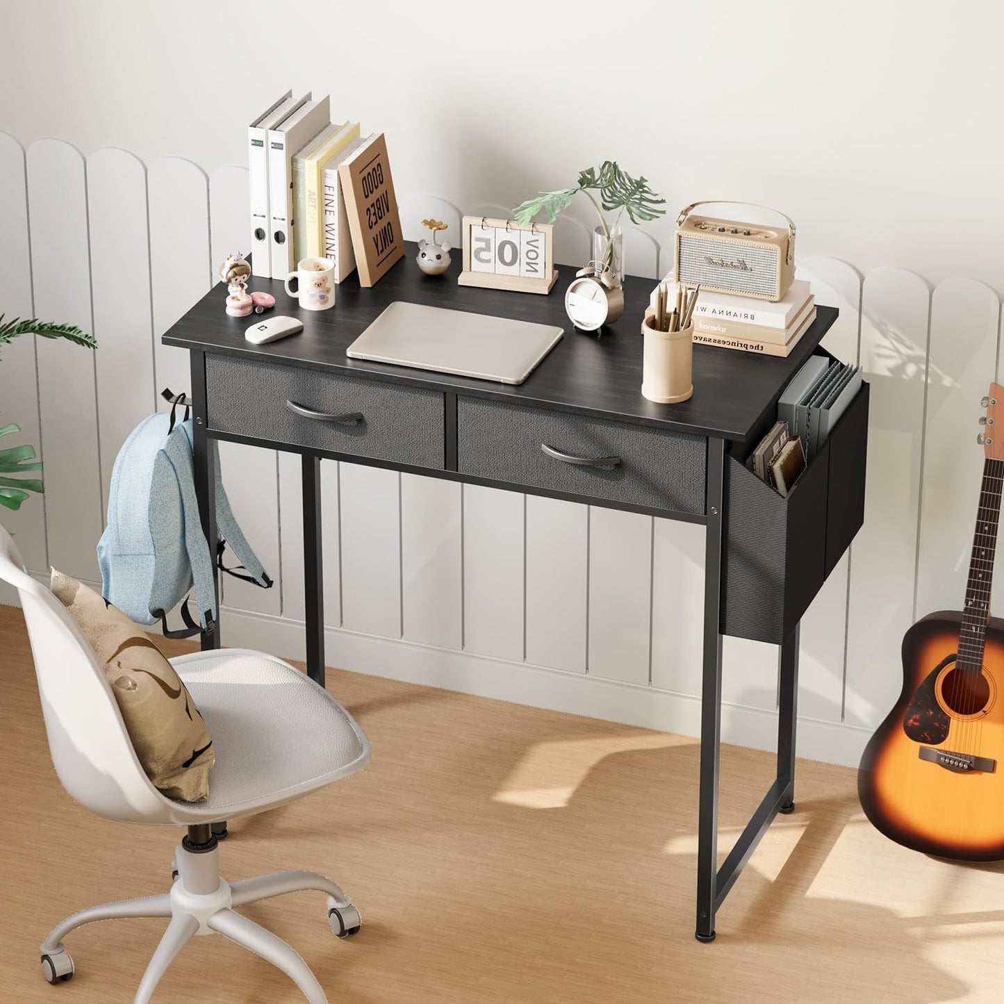 32" Home Office Computer Desk with Drawers, Gaming Writing Table, Adjustable Fee3
