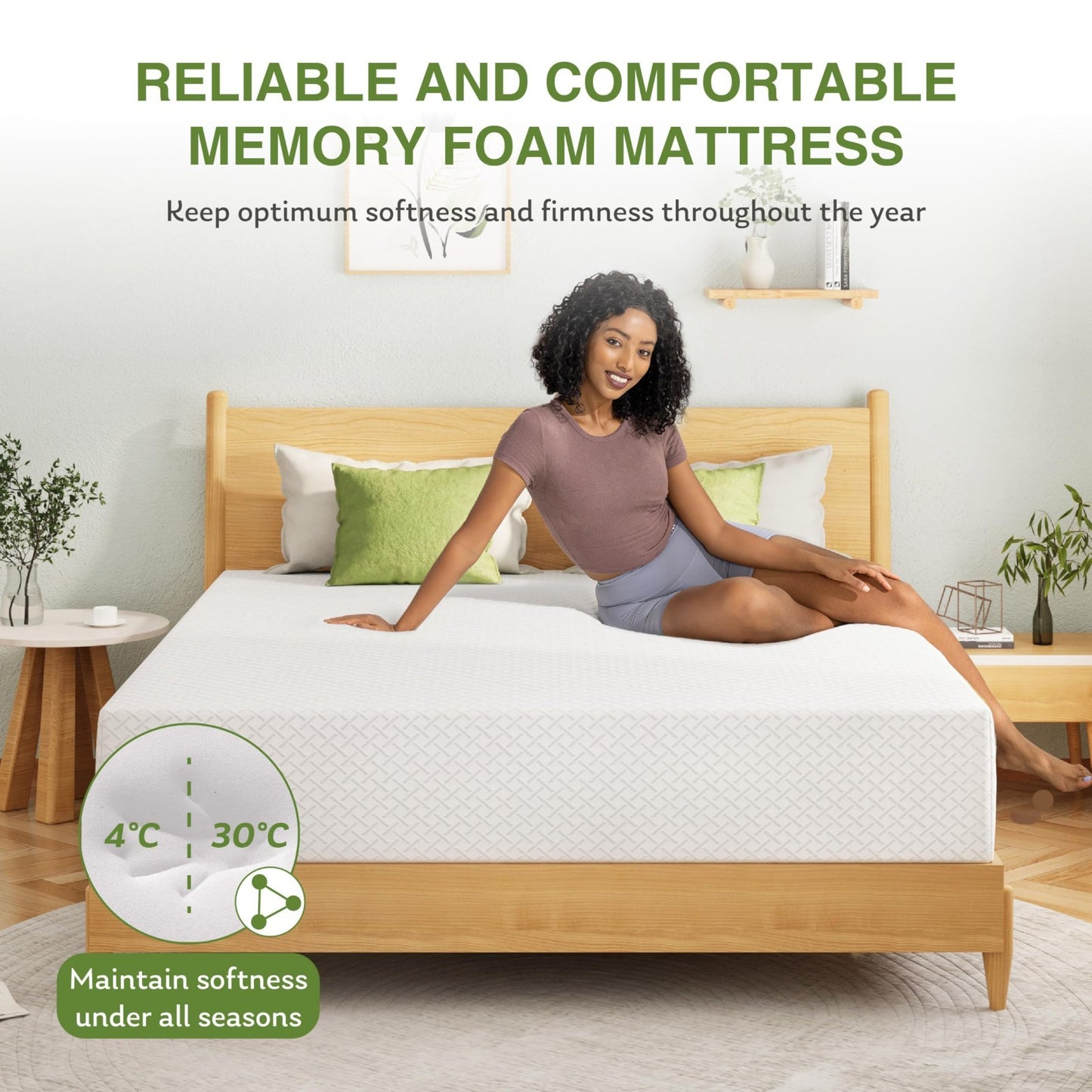 King Size 12" Memory Foam Mattress   Cooling Gel, Medium Firm, Pressure Relief,5