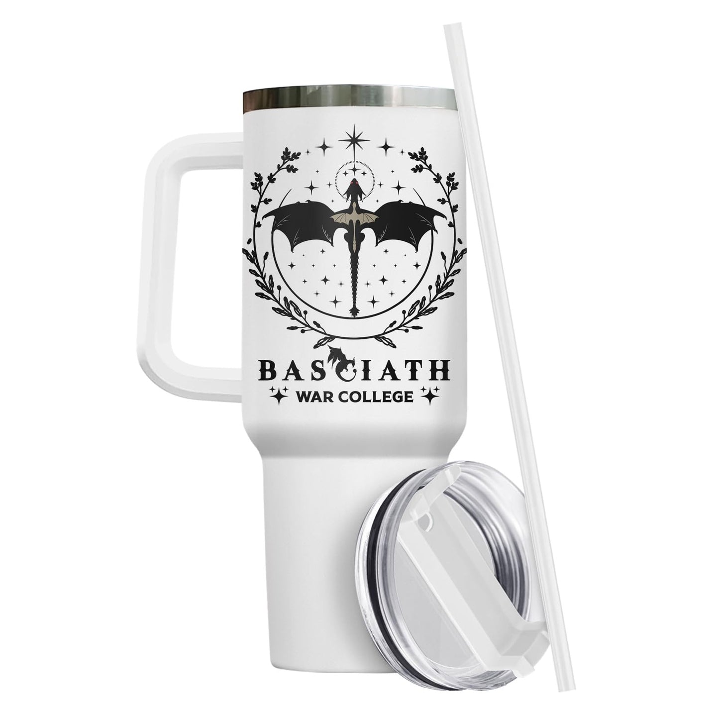 40oz Insulated Tumbler with Handle & Straw   Dragon Rider Travel Mug, Perfect Gi4