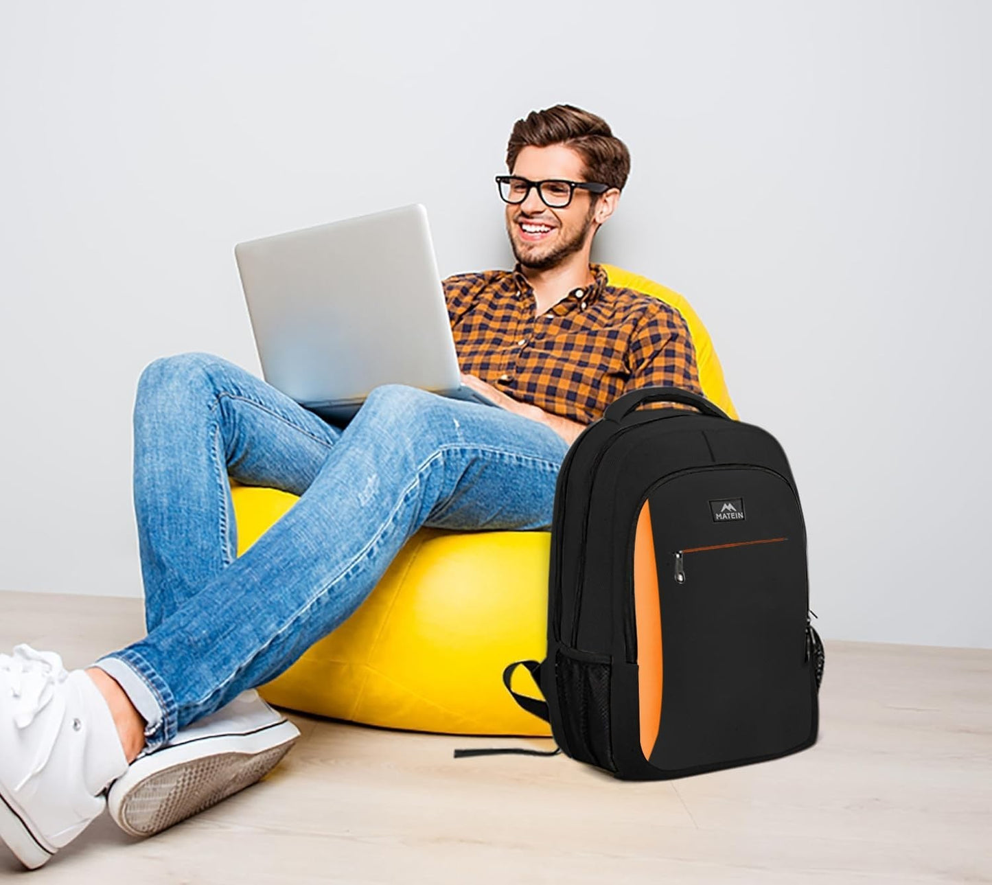 Orange Travel Backpack, Slim 15.6 Inch Laptop Bag, Durable College Rucksack5