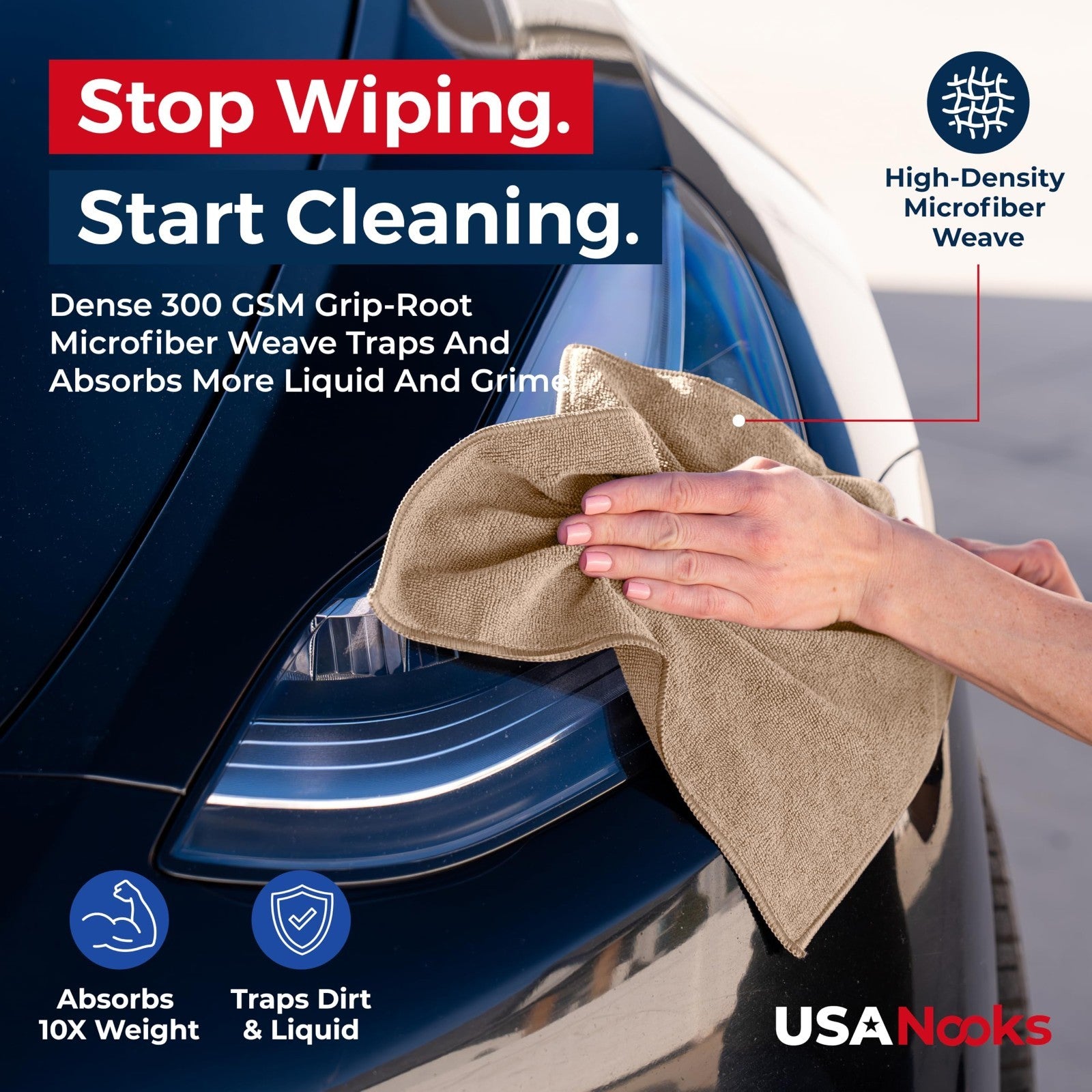 Ultra Absorbent Microfiber Cleaning Cloths 12Pcs 12.5"x12.5" Streak Free Car Tow5