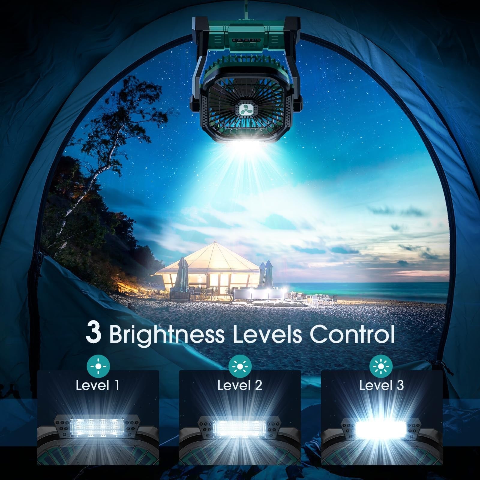 Rechargeable Portable Fan 20000mAh Battery Operated with LED Lantern for Travel,4