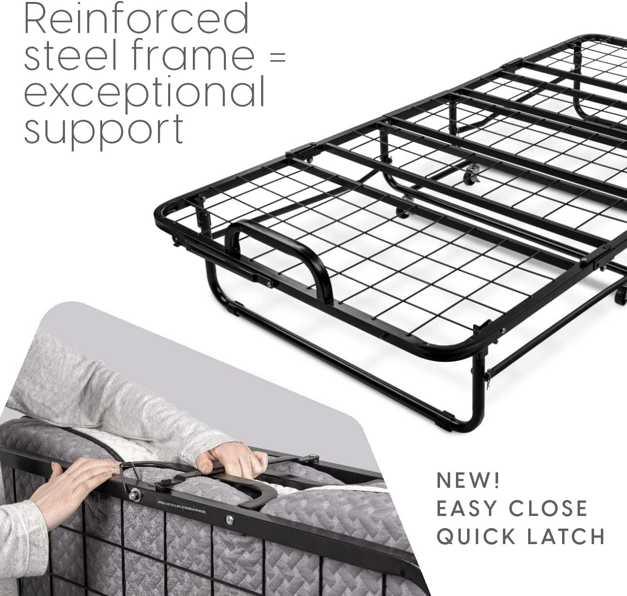Deluxe Twin Folding Bed with Memory Foam Mattress   Portable, Rollaway, Space Sa4